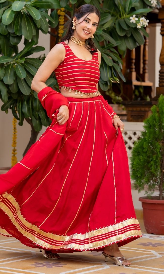 Red Moon Upada Silk Lehenga Set