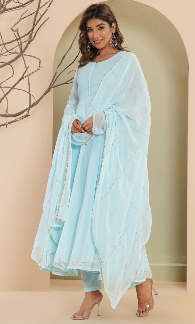 Sapphire Blue Anarkali Set