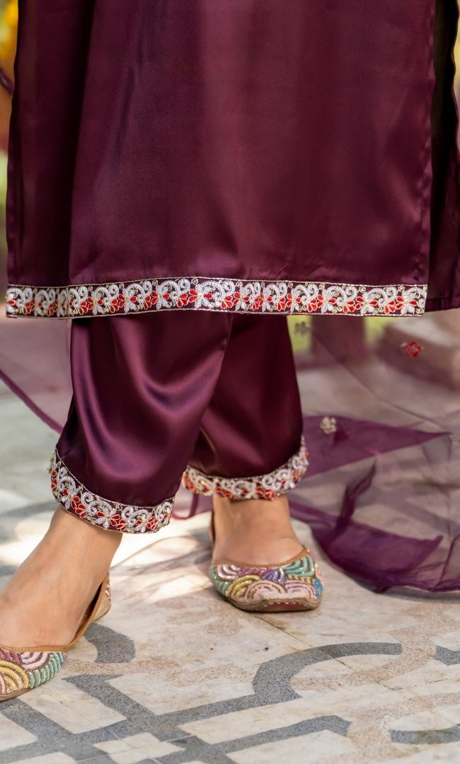 Merlot satin suit set