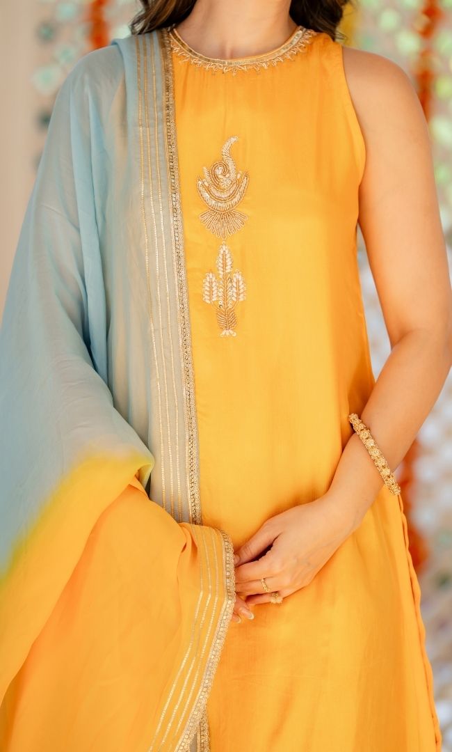 Alisha Yellow Upada Silk Suit Set