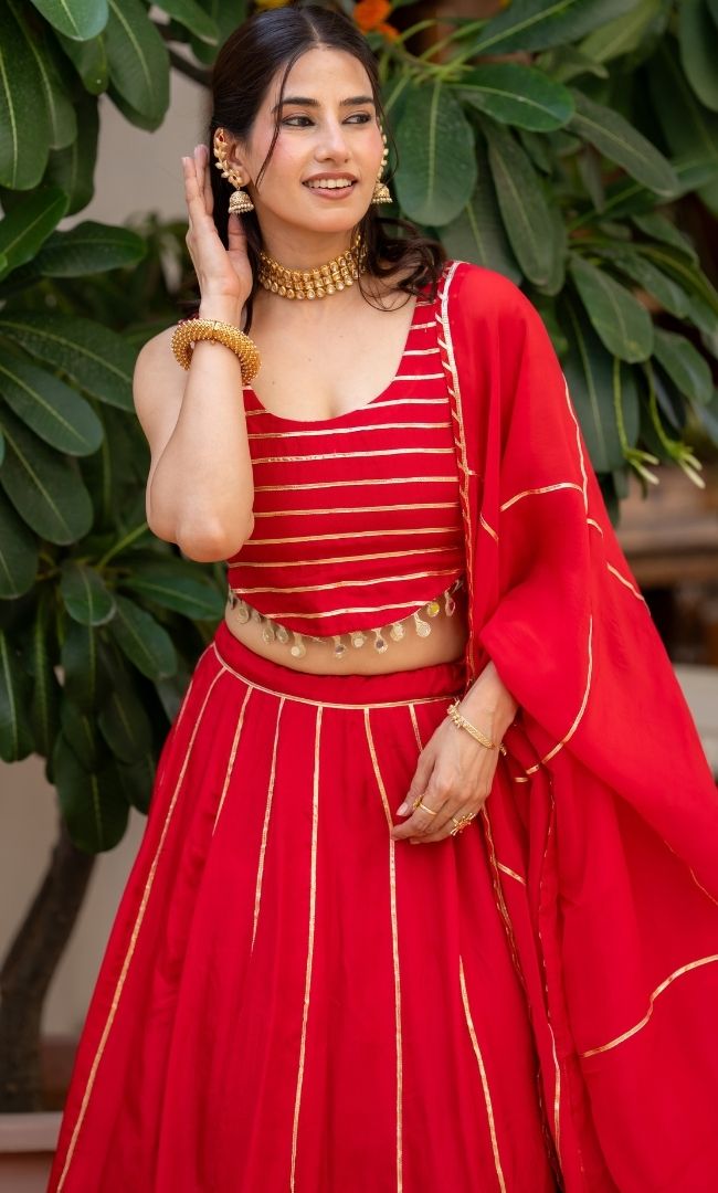 Red Moon Upada Silk Lehenga Set