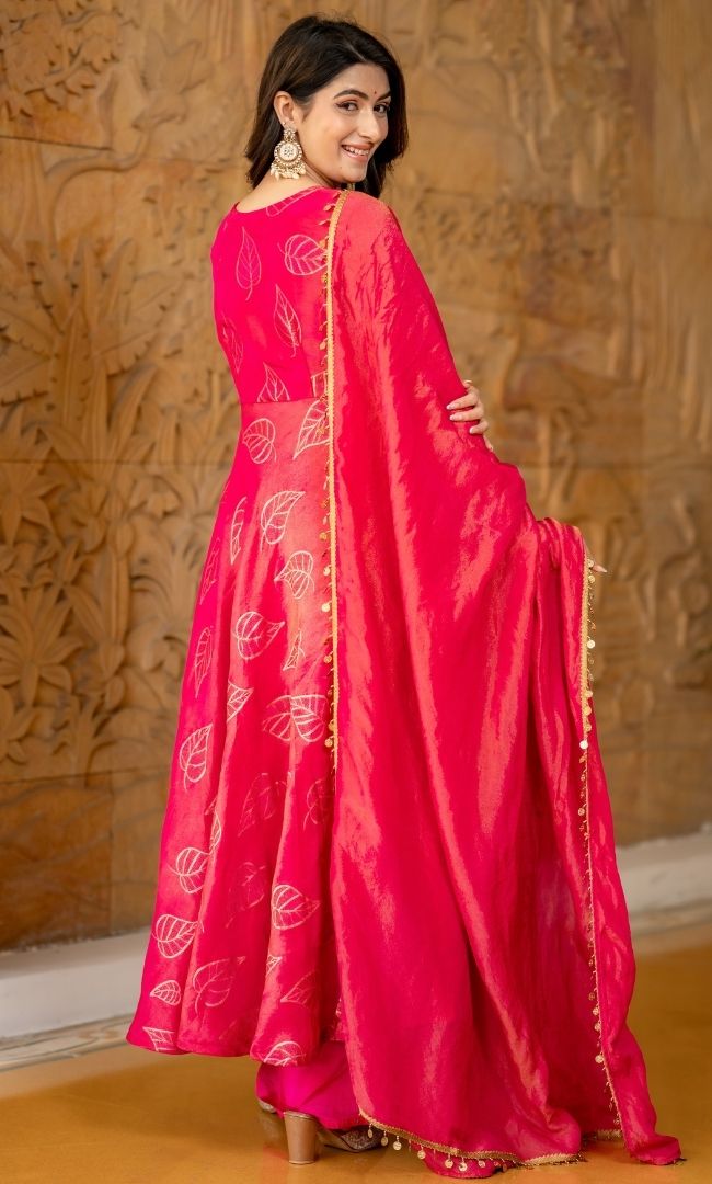 Hayat Rani Pink Brocade Anarkali Set