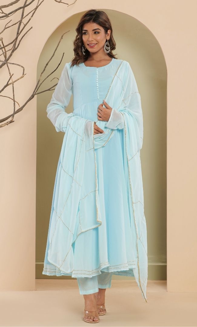 Sapphire Blue Anarkali Set