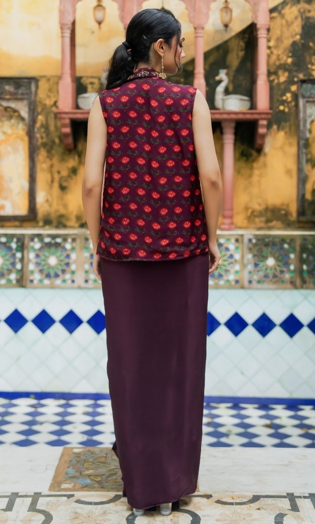 Florine Wine Jacket Set