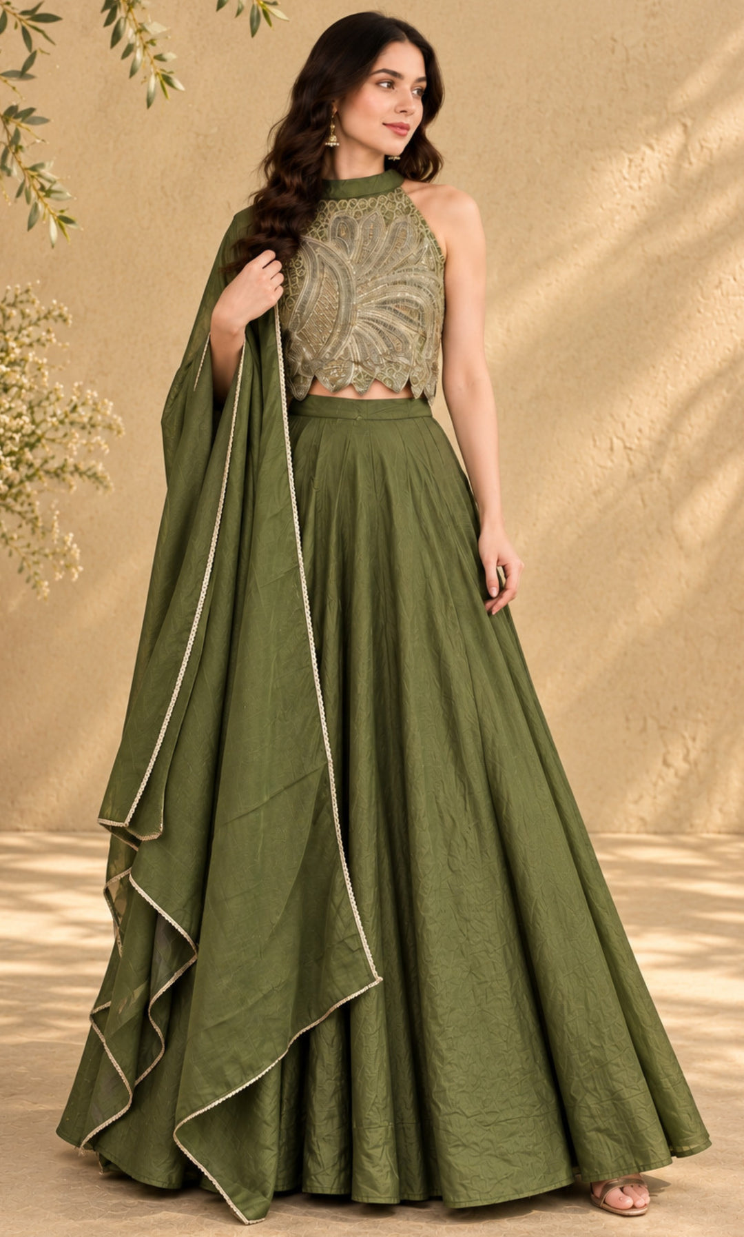 Aaira Green Tissue Lehenga