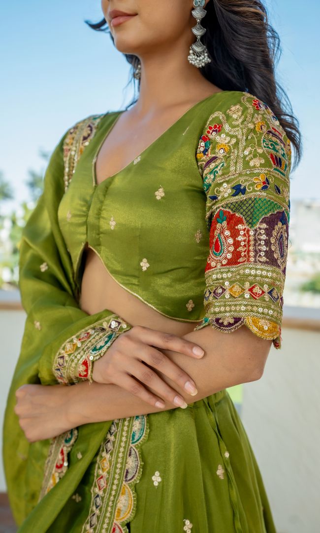 Madhubala Green Lehenga Set