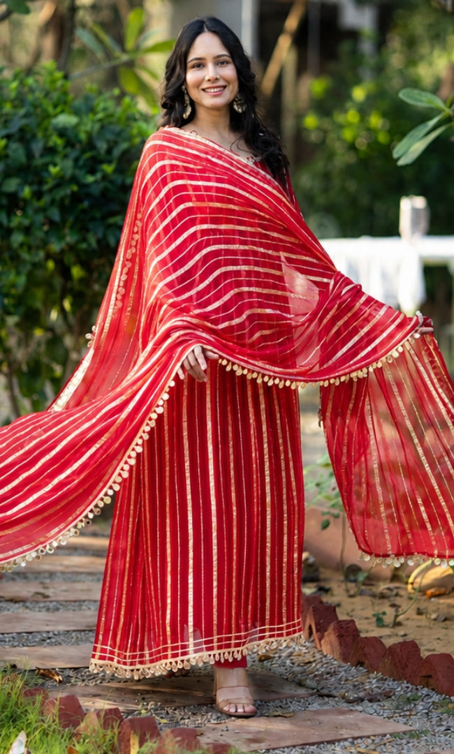 Noir Red Zareen Anarkali Set