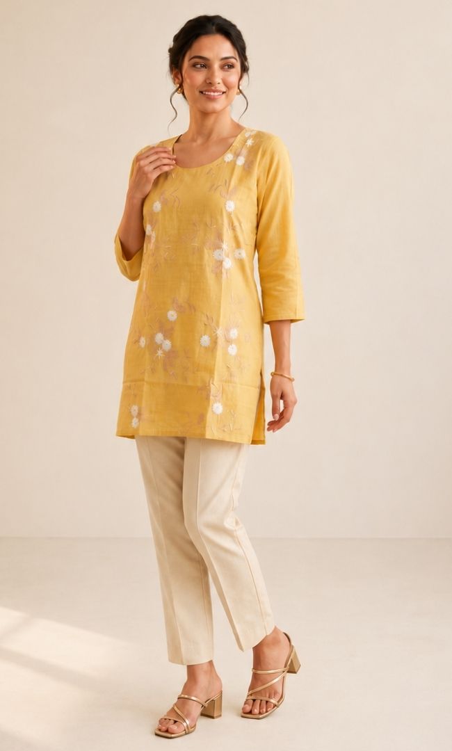 Shellow Mul Chanderi Kurti