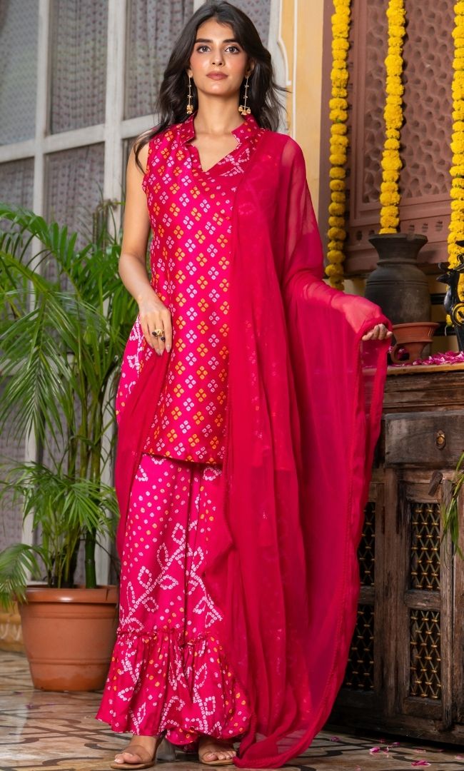 Noorani Bandhej Sharara Set