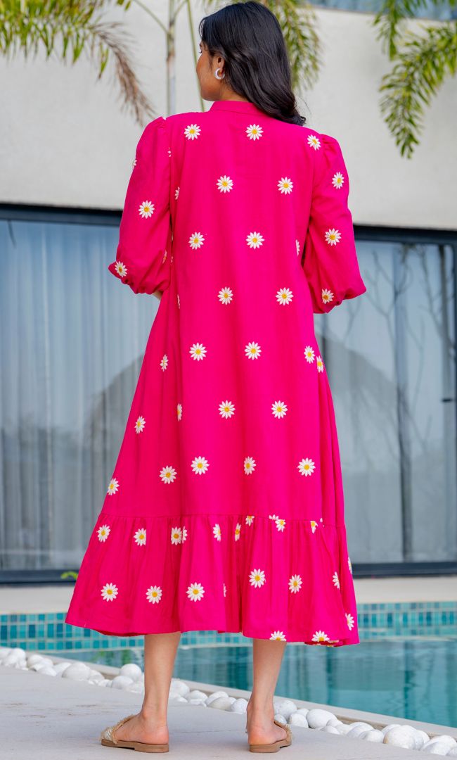 Pop Of Pink Midi Dress