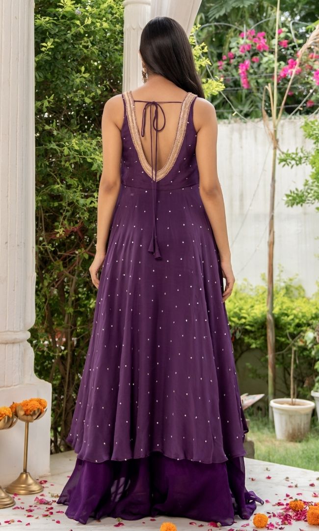 Aarika Purple Organza Anarkali Set