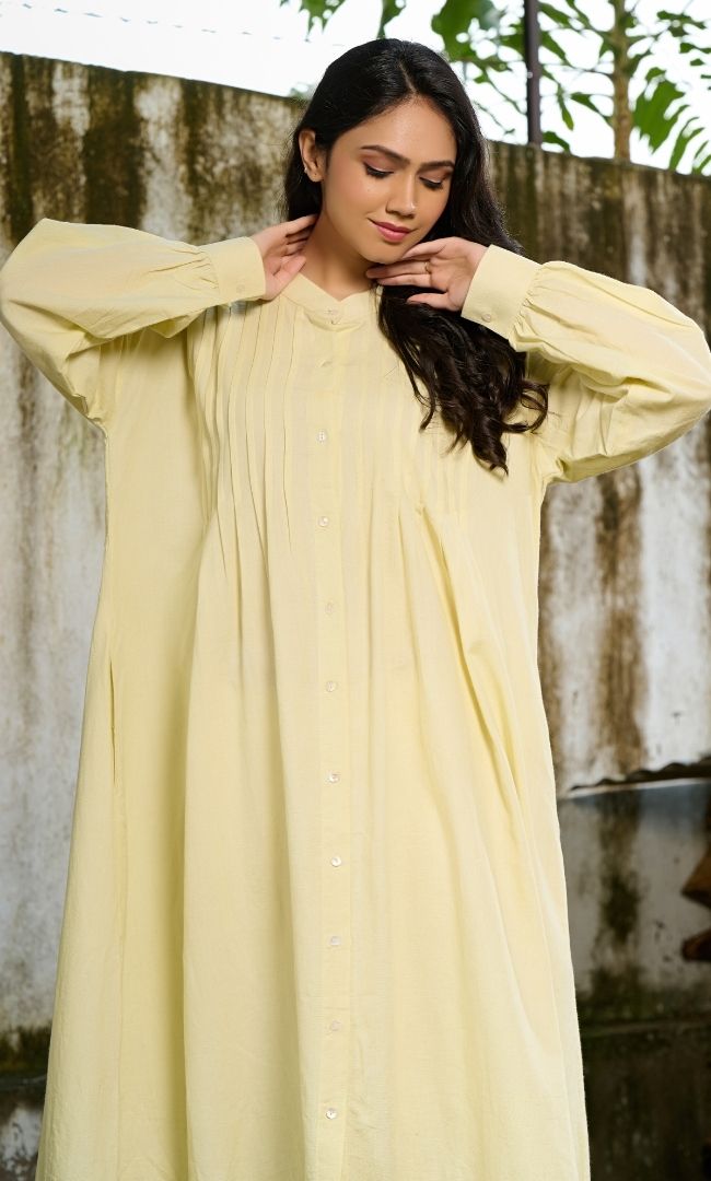 lime Yellow linen dress