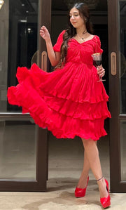 Cherry Red Ruffle Dress
