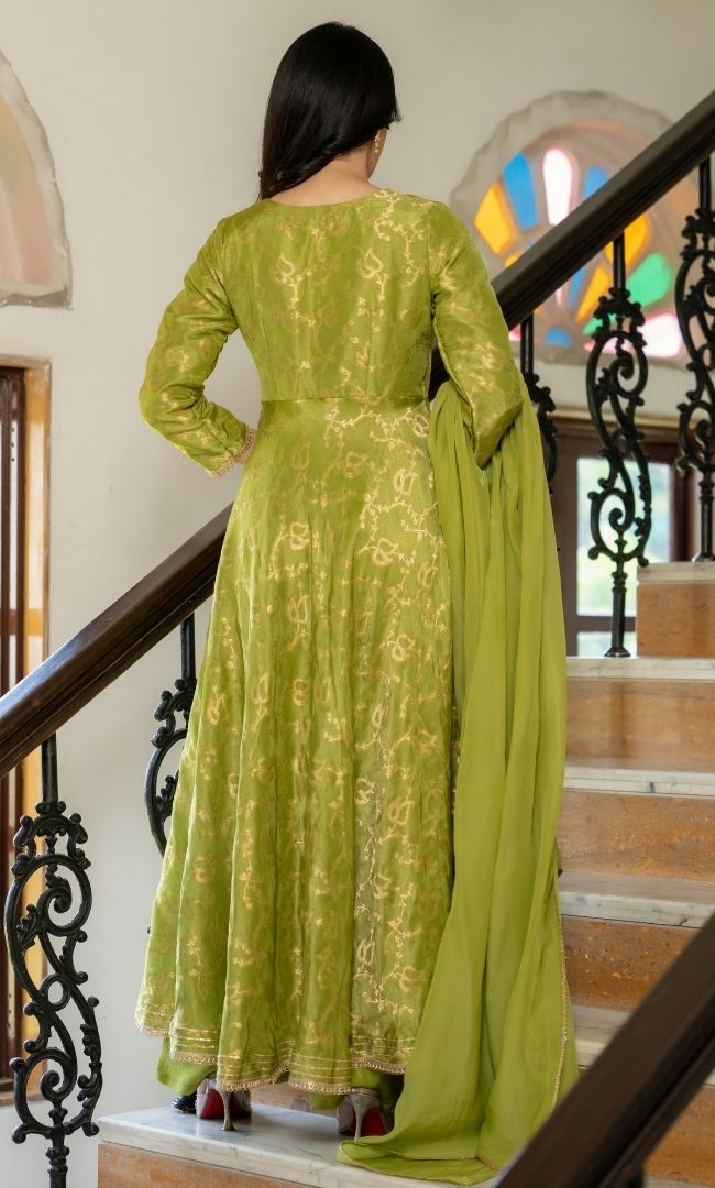 Meher Pista Brocade Anarkali Set