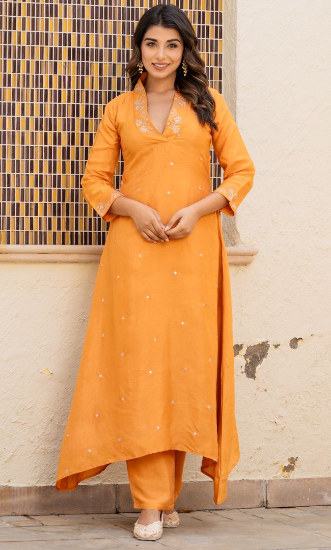 Naghma Mustard Handwork Kurta
