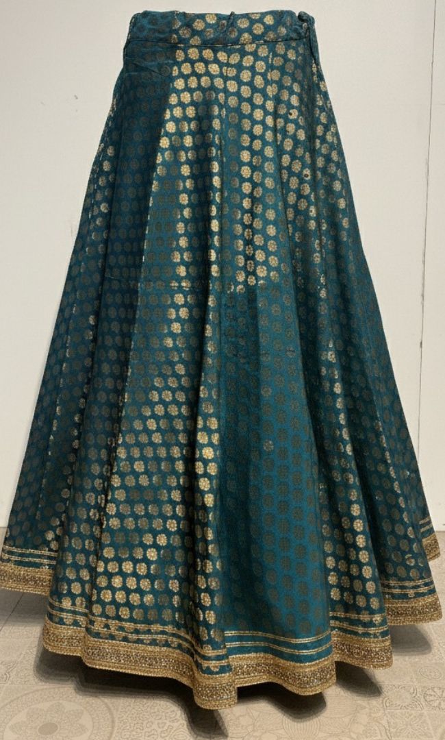 Green Banarasi Zari Lace Skirt