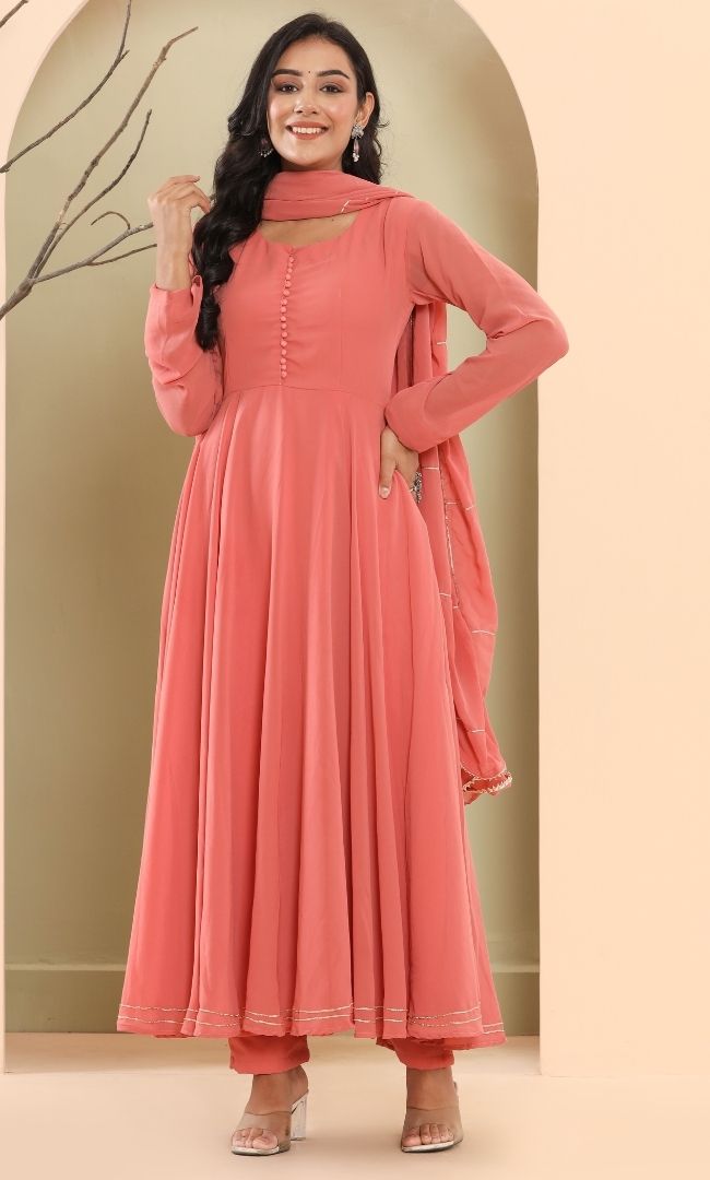 Coral Anarkali Set