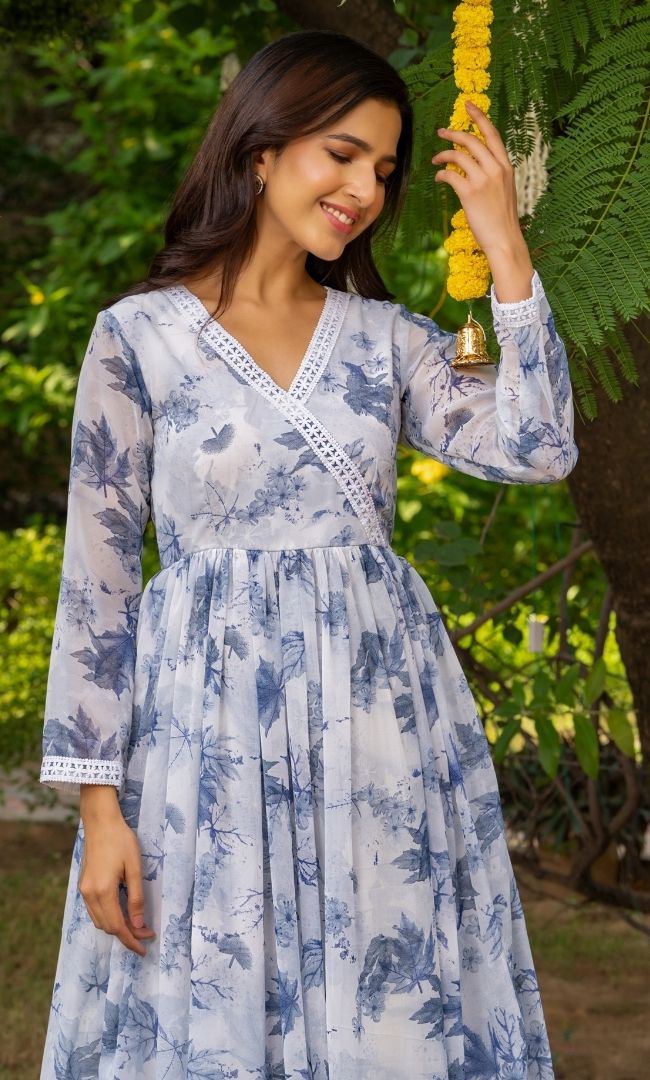 Frosty Blue Floral Suit Set