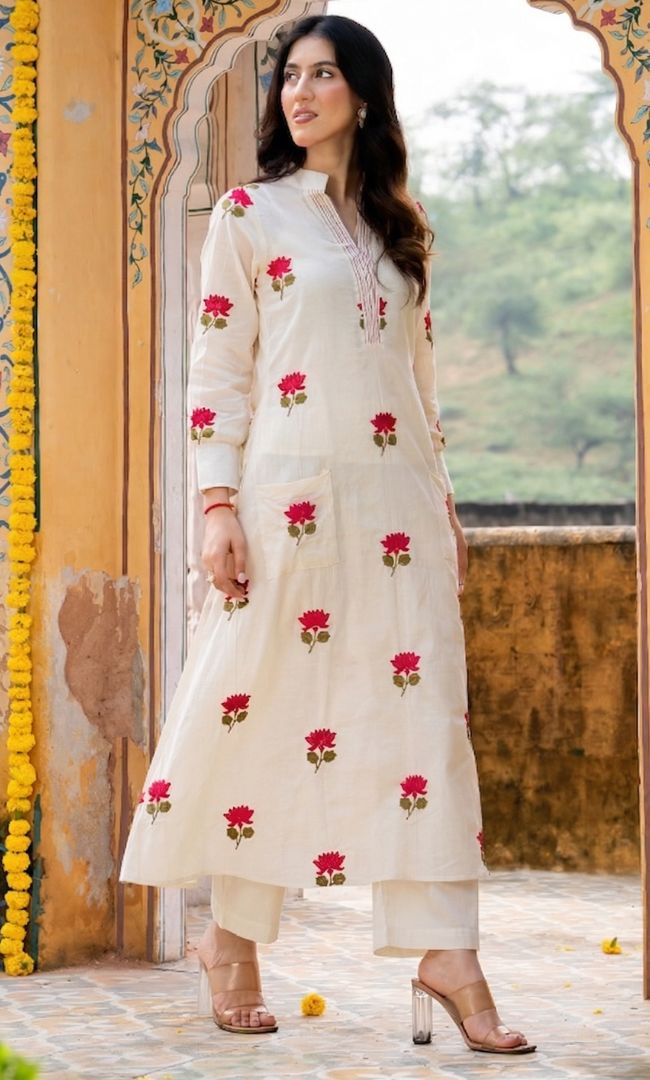 Seoul Pink Lotus Kurta Co ord Set