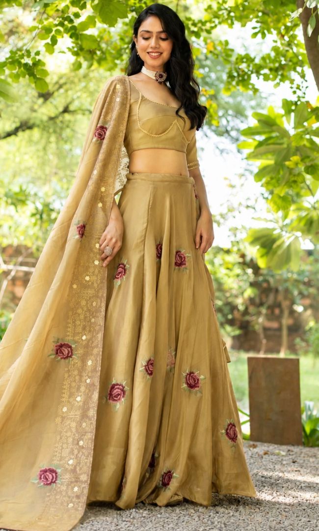 Gold Mist Tissue Lehenga Set