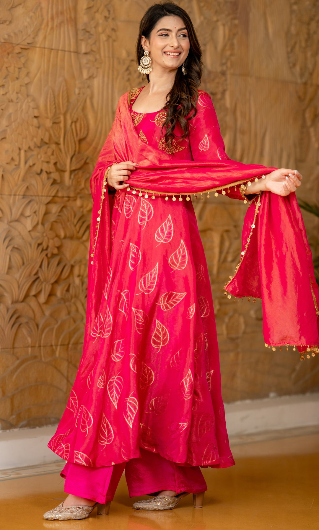 Hayat Rani Pink Brocade Anarkali Set