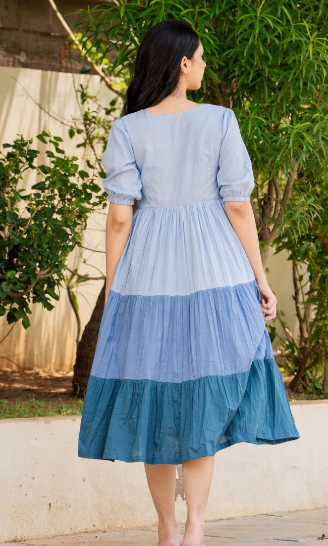Blue Color Block Dress