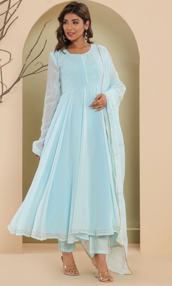 Sapphire Blue Anarkali Set