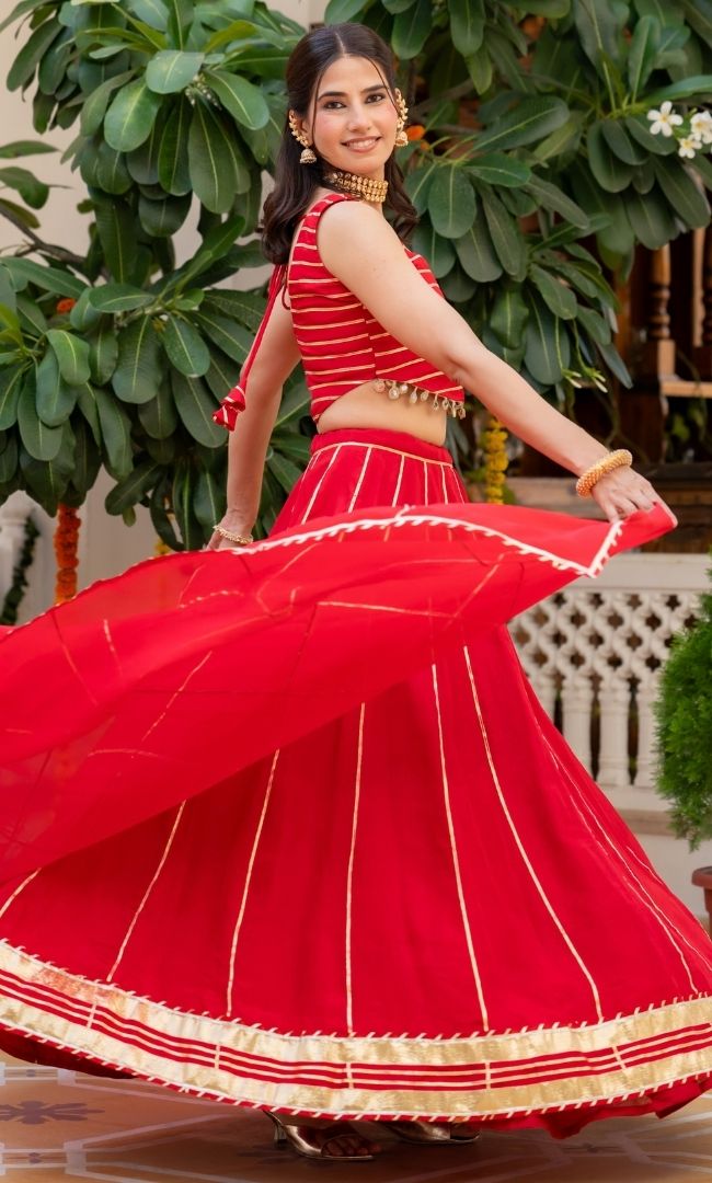 Red Moon Upada Silk Lehenga Set