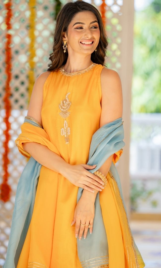 Alisha Yellow Upada Silk Suit Set