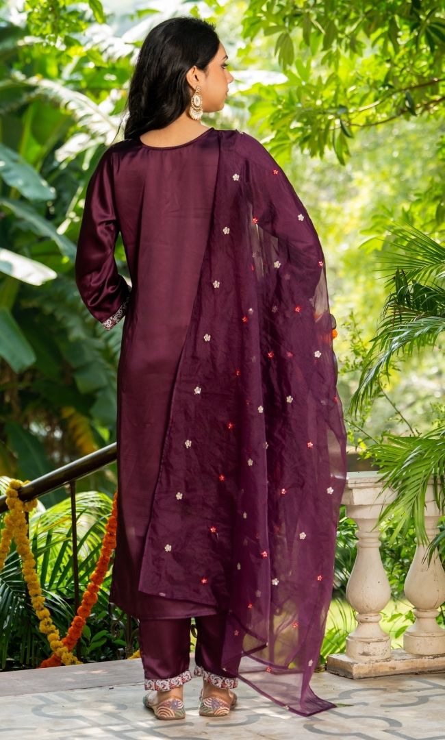 Merlot satin suit set