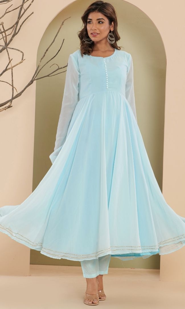 Sapphire Blue Anarkali Set