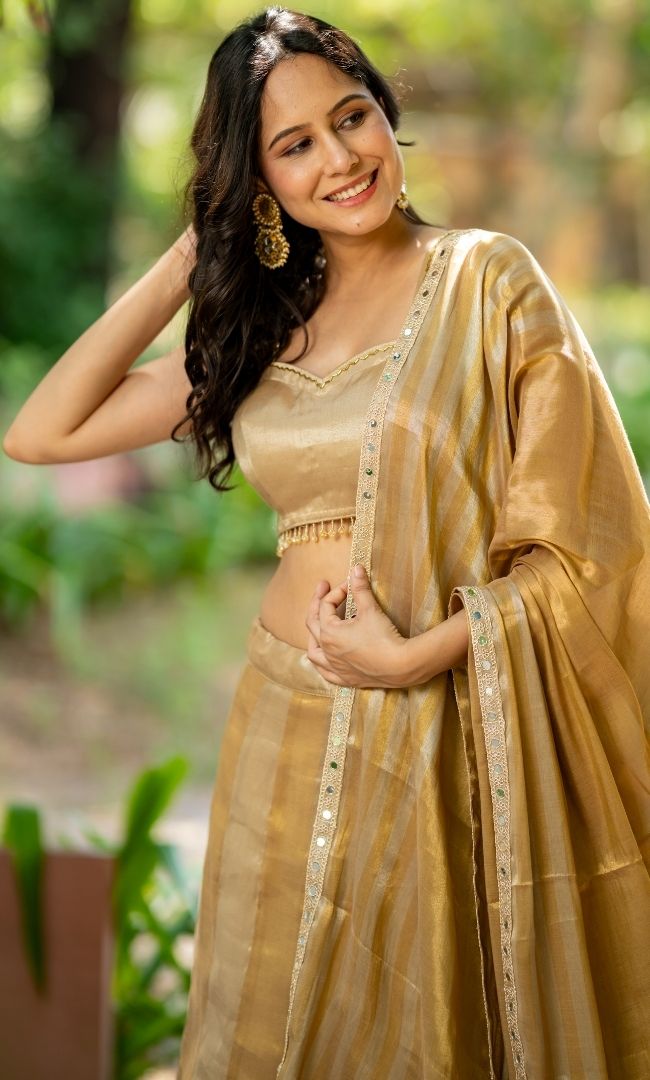 Fiza Golden Tissue Lehenga Set
