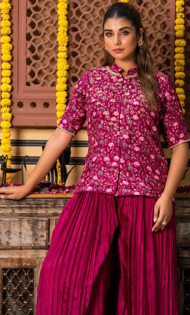 Merlina Wine Ethnic Co ord Set