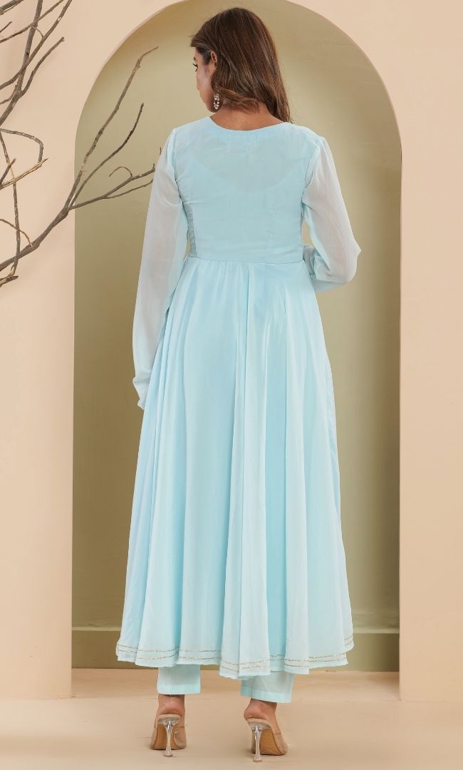 Sapphire Blue Anarkali Set