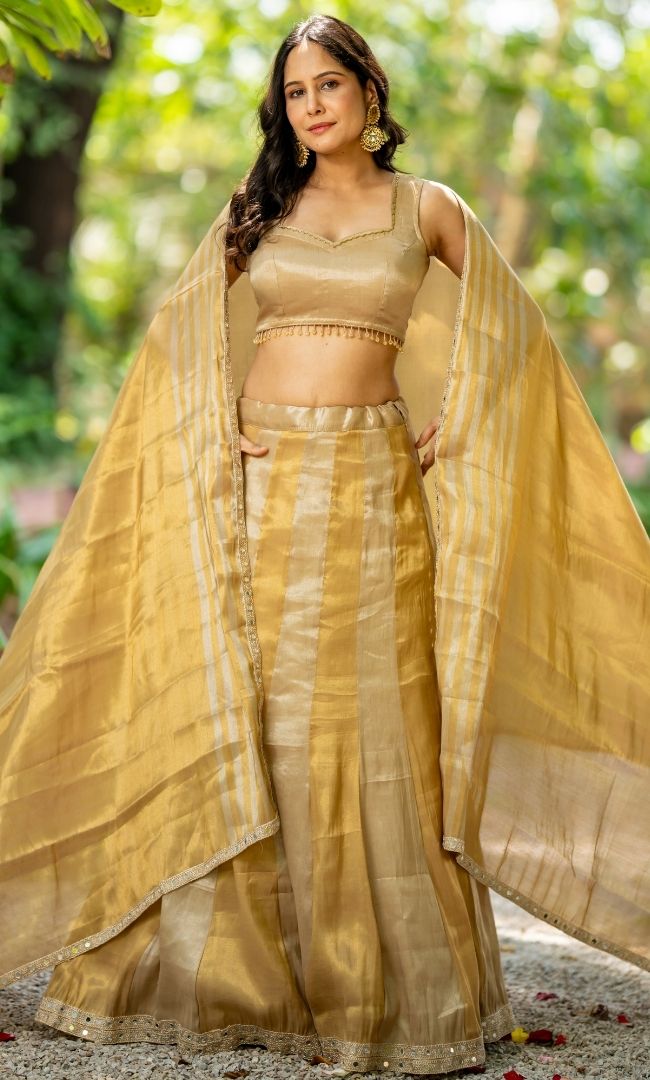 Fiza Golden Tissue Lehenga Set