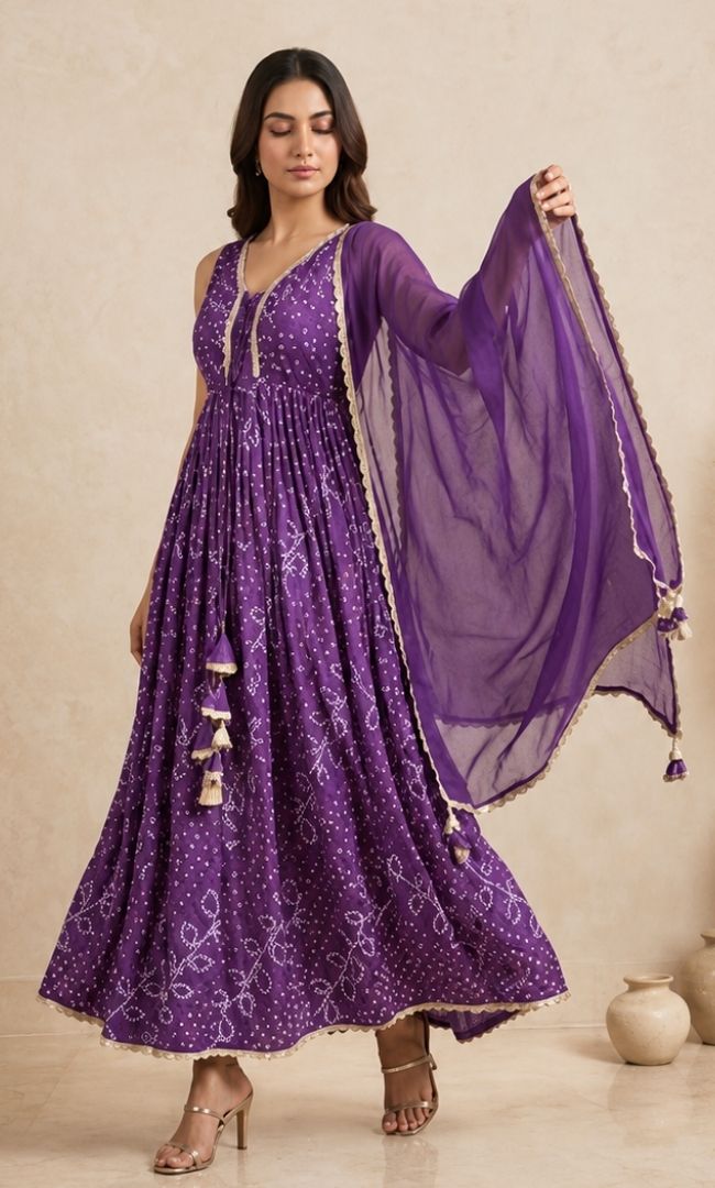 Eshana Bandhani Anarkali Set