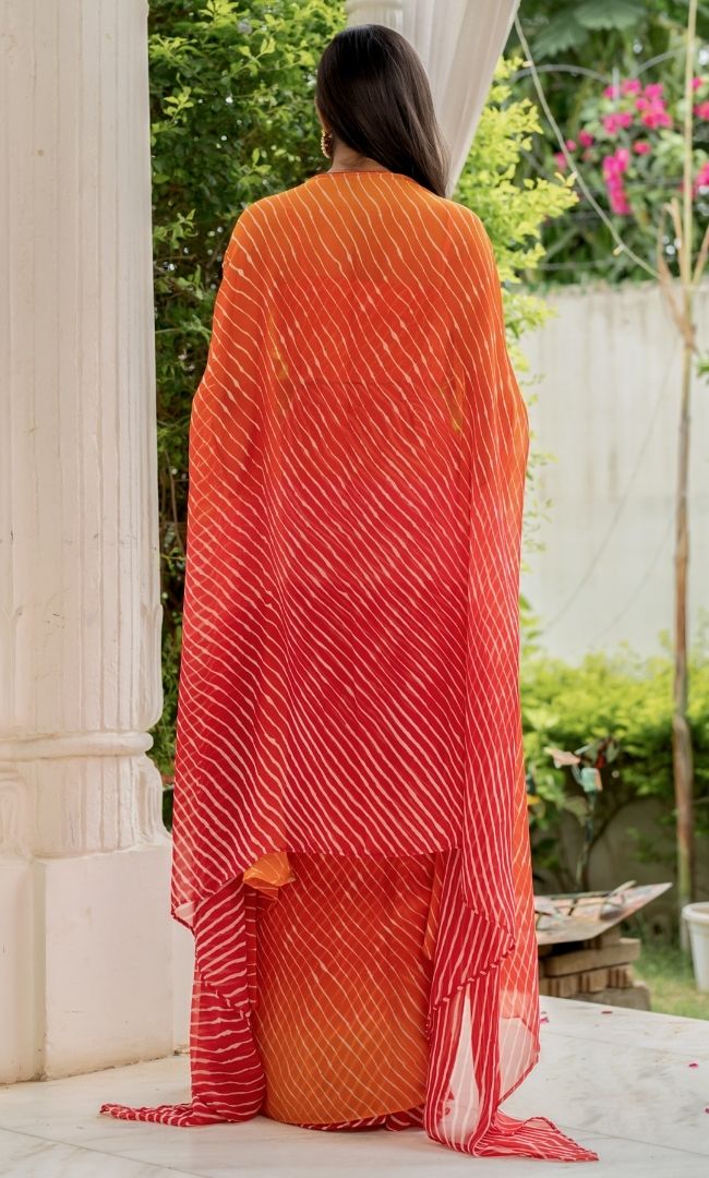 Kesar Rang Organge Leheriya Set