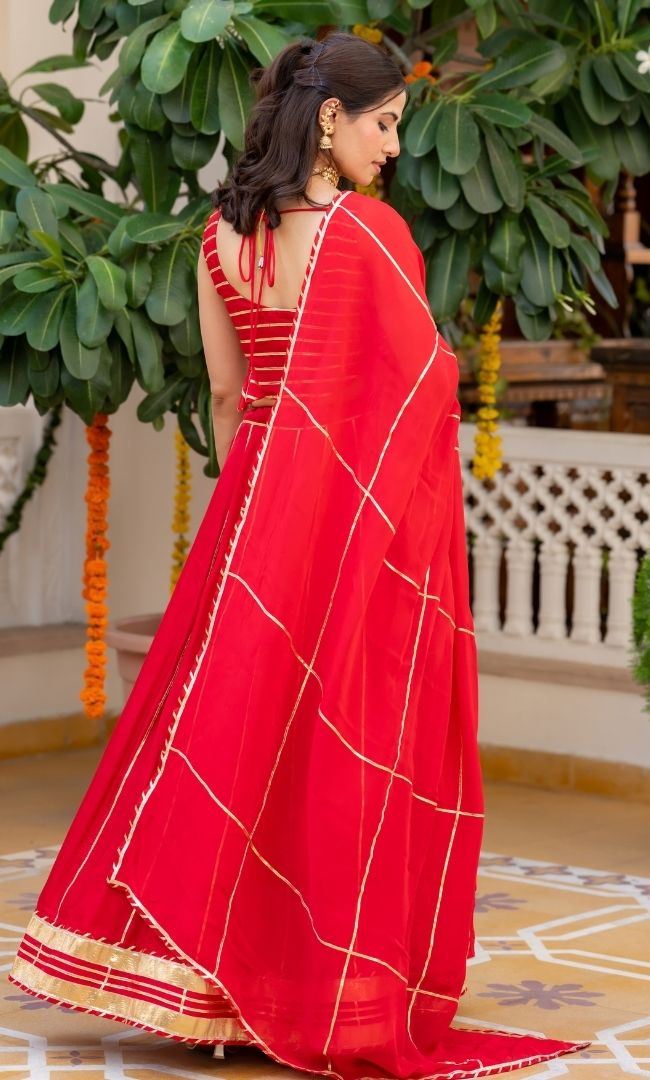 Red Moon Upada Silk Lehenga Set