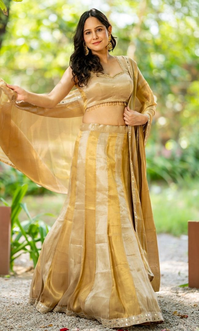 Fiza Golden Tissue Lehenga Set