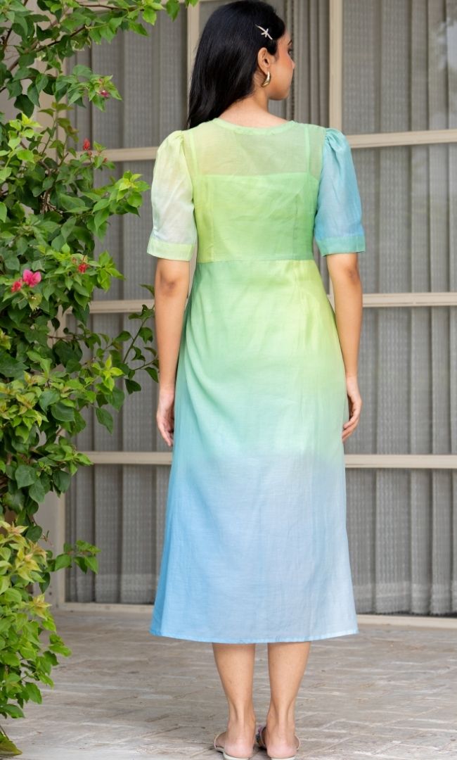 Crushed Ombre Green Dress