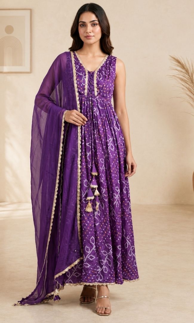 Eshana Bandhani Anarkali Set