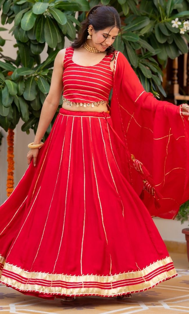 Red Moon Upada Silk Lehenga Set