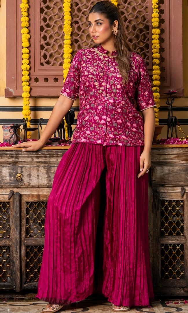 Merlina Wine Ethnic Co ord Set