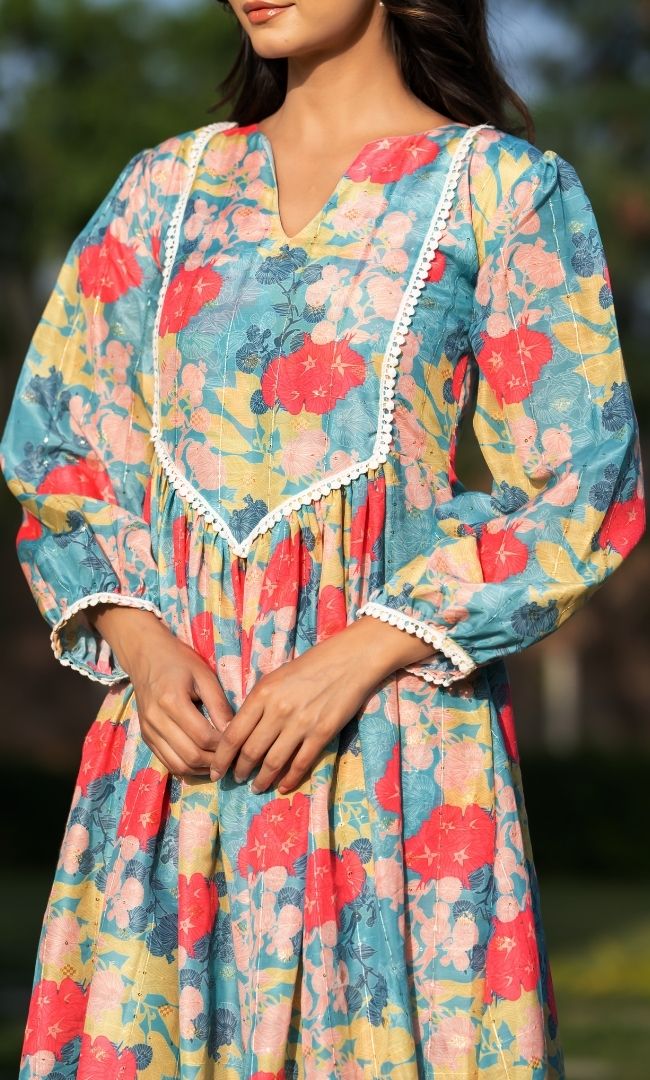 Multi Color Floral Kurta Set