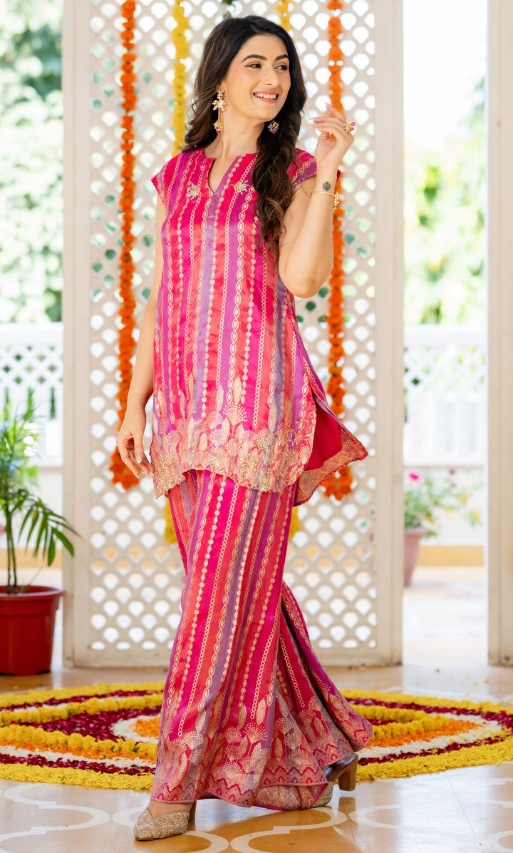 Nova Pink Embroidered Co-ord Set