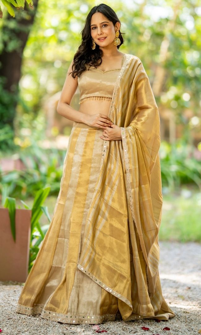 Fiza Golden Tissue Lehenga Set