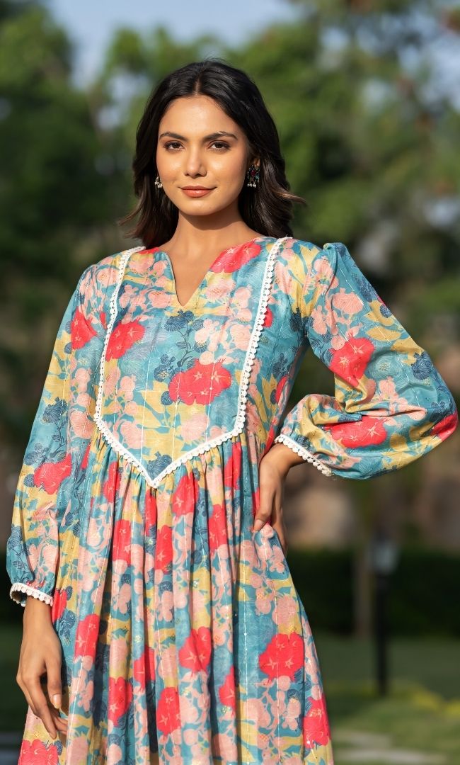 Multi Color Floral Kurta Set