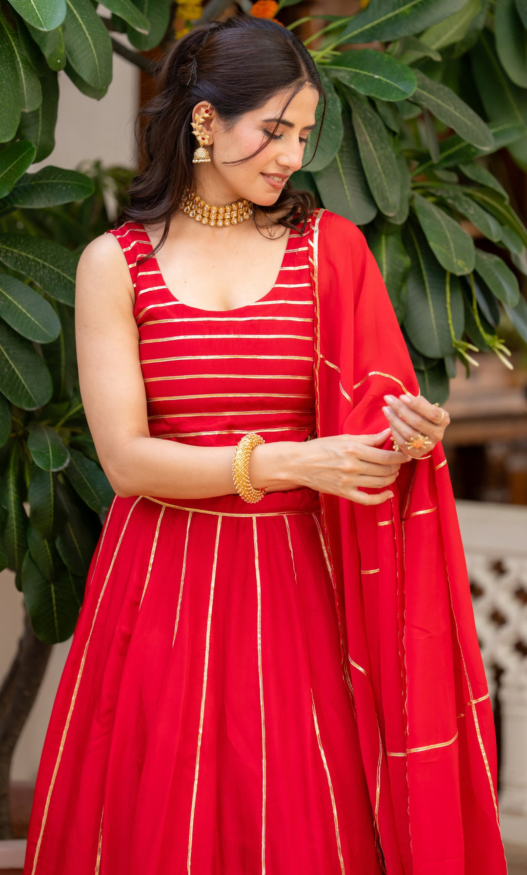 Red Moon Upada Silk Lehenga Set