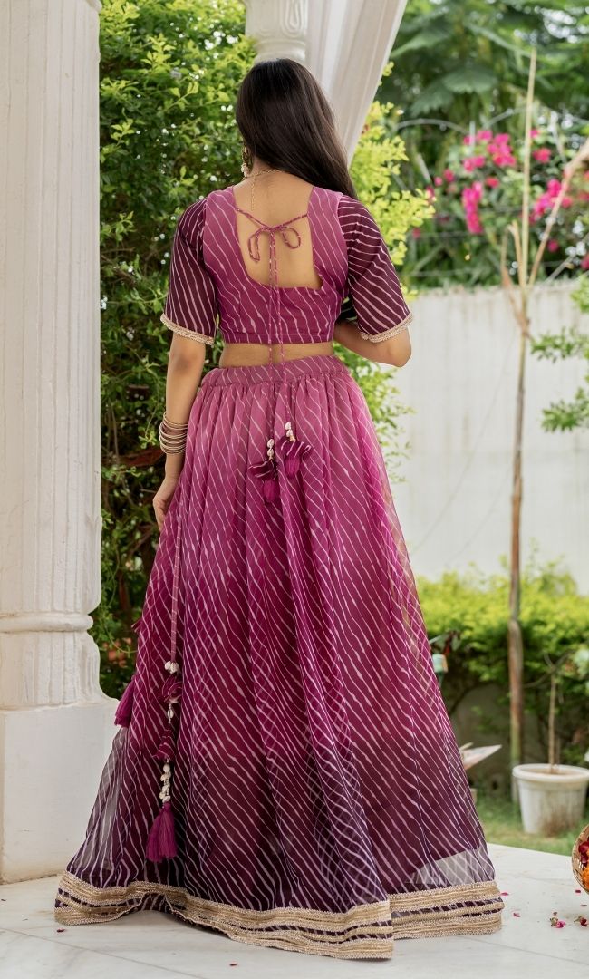 Plum Royale Leheriya Lehenga Set