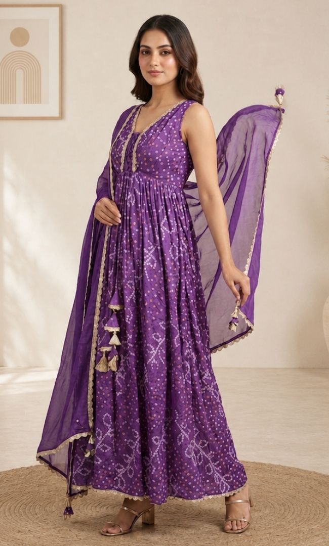 Eshana Bandhani Anarkali Set